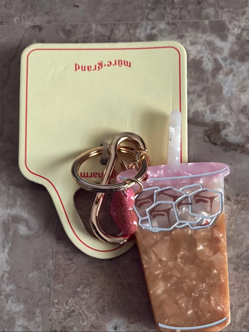 Iced Coffee Acrylic Keychain with Pink Lid Purse Charm